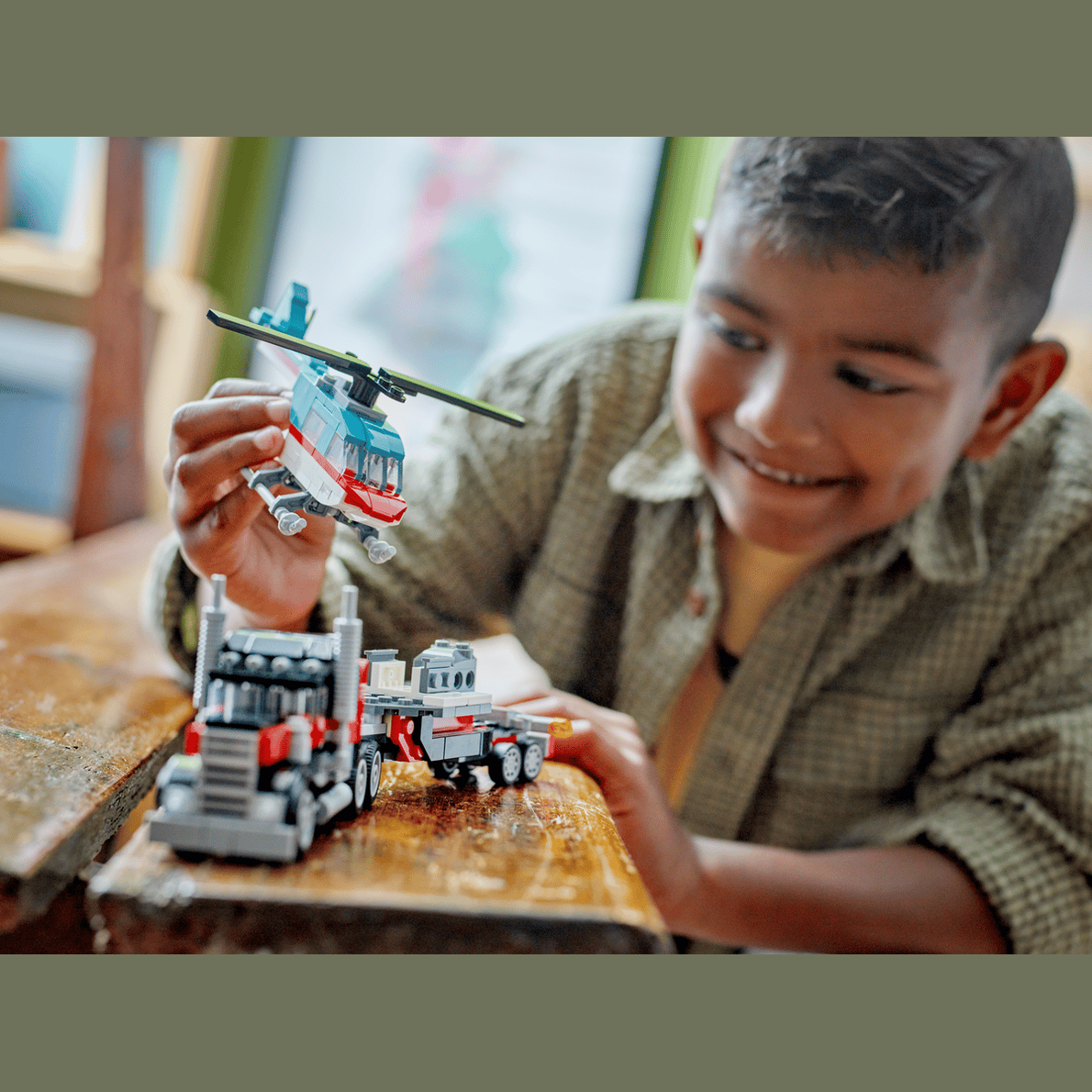 LEGO Flatbed Truck with Helicopter