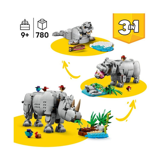 LEGO Wild Animals: Majestic Rhino with Birds