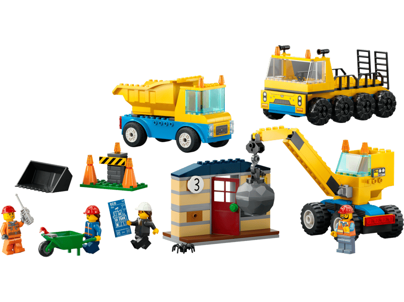 LEGO Construction Trucks and Wrecking Ball Crane