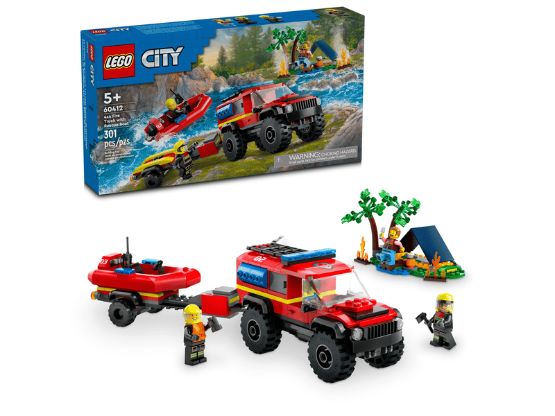 LEGO 4x4 Fire Truck with Rescue Boat