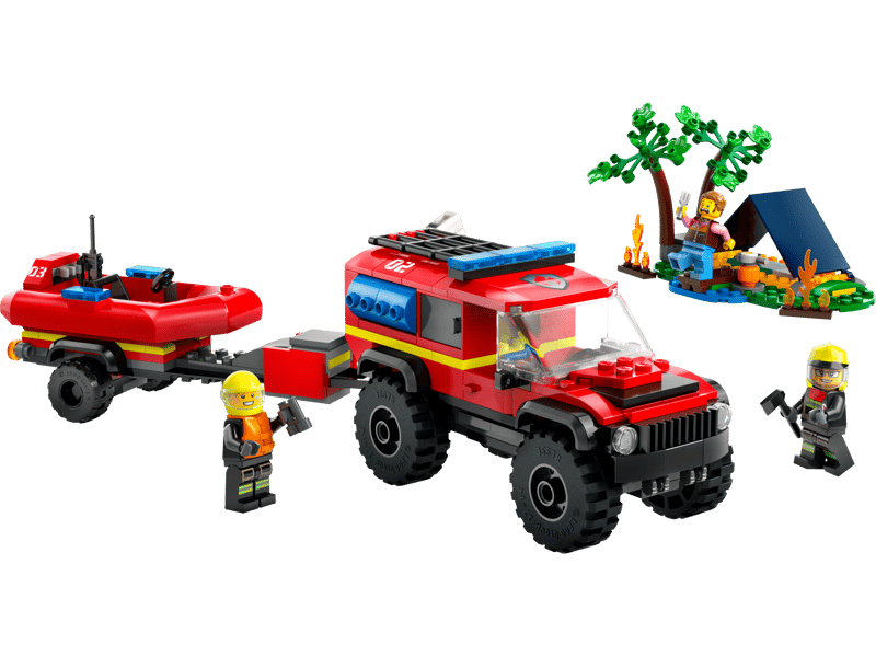 LEGO 4x4 Fire Truck with Rescue Boat