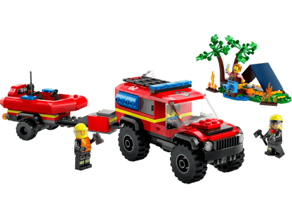 LEGO 4x4 Fire Truck with Rescue Boat