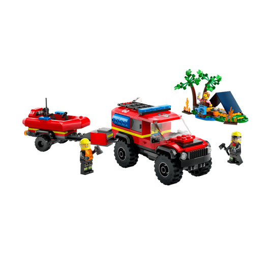 LEGO 4x4 Fire Truck with Rescue Boat