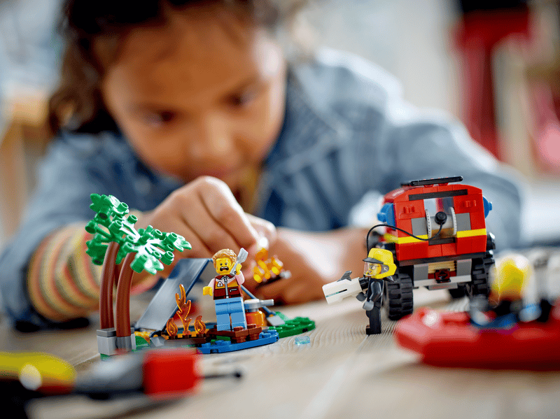 LEGO 4x4 Fire Truck with Rescue Boat