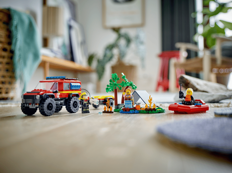 LEGO 4x4 Fire Truck with Rescue Boat