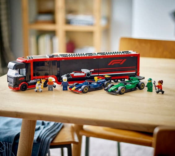 LEGO F1® Truck with RB20 & AMR24 F1® Cars