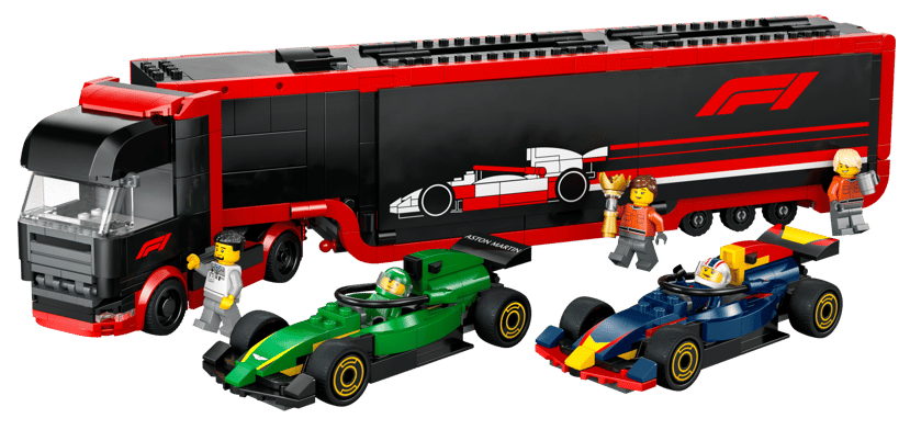 LEGO F1® Truck with RB20 & AMR24 F1® Cars
