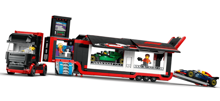 LEGO F1® Truck with RB20 & AMR24 F1® Cars
