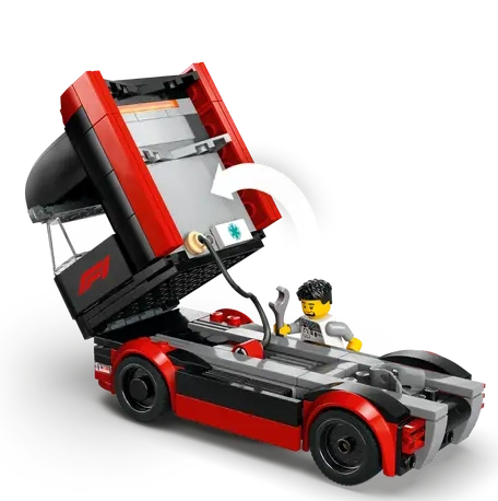 LEGO F1® Truck with RB20 & AMR24 F1® Cars