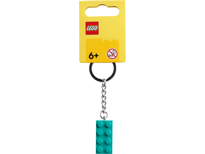 LEGO Bright Bluish Green 2x4 Stud Key Ring
