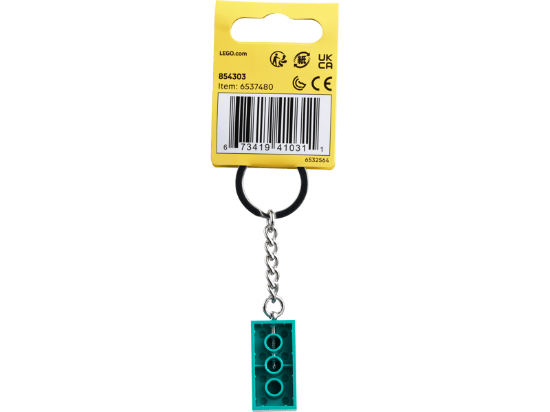 LEGO Bright Bluish Green 2x4 Stud Key Ring