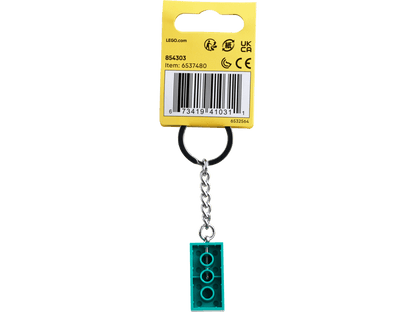 LEGO Bright Bluish Green 2x4 Stud Key Ring