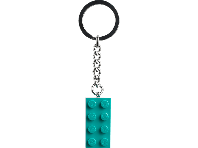 LEGO Bright Bluish Green 2x4 Stud Key Ring
