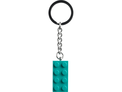 LEGO Bright Bluish Green 2x4 Stud Key Ring