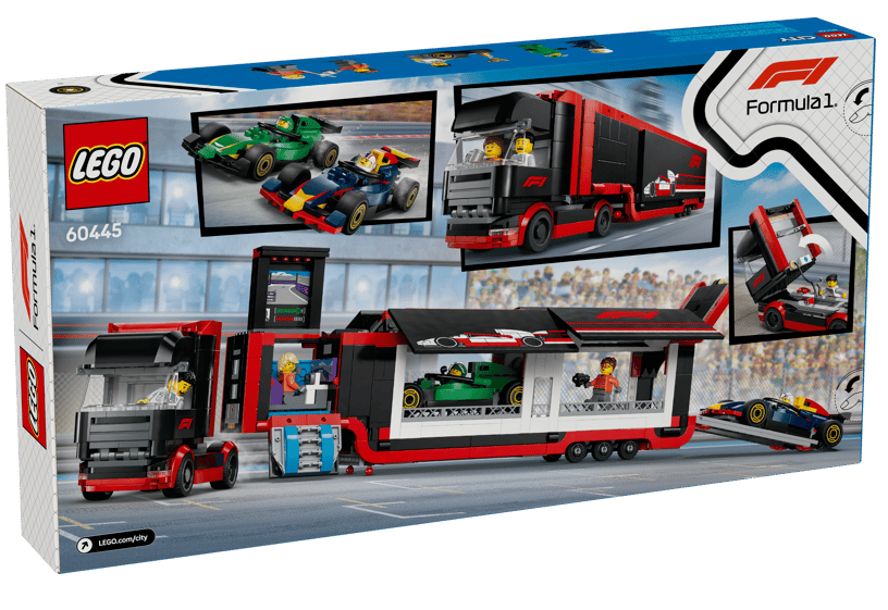 LEGO F1® Truck with RB20 & AMR24 F1® Cars
