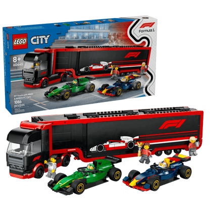 LEGO F1® Truck with RB20 & AMR24 F1® Cars